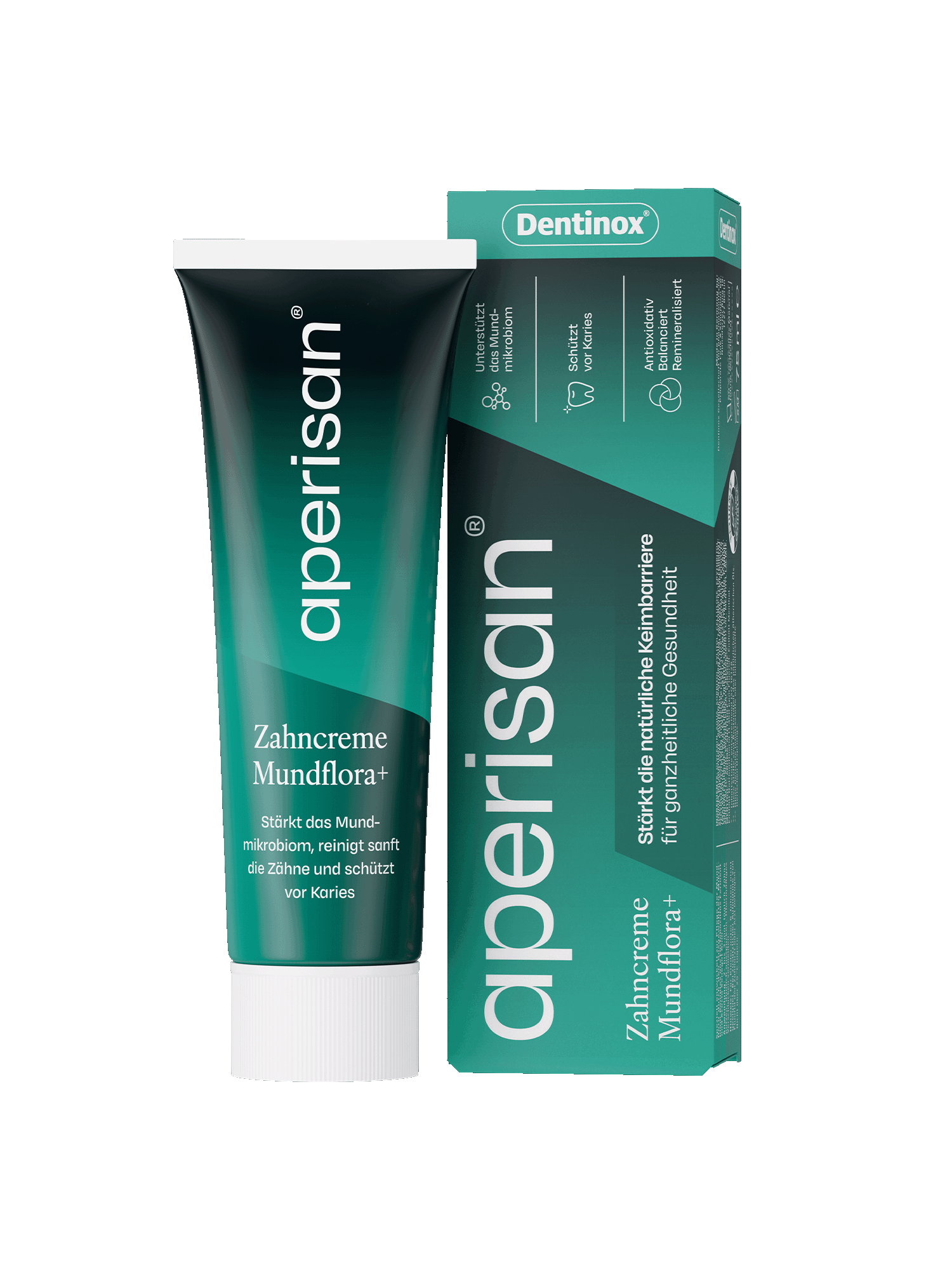 Aperisan Zahncreme Mundflora+ Composing Packshot Teaser